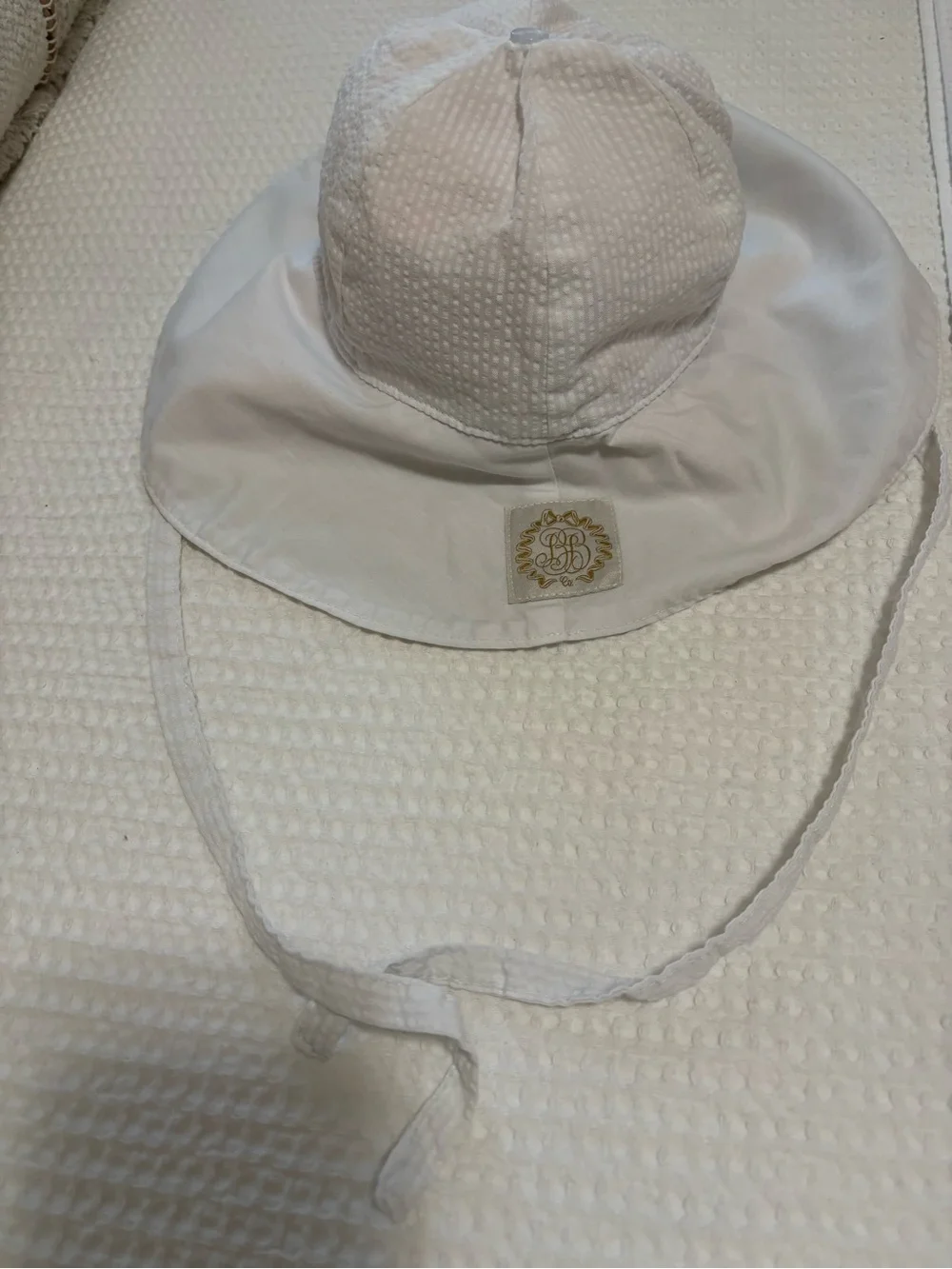 White Baby Sun Hat with Tie Strap
